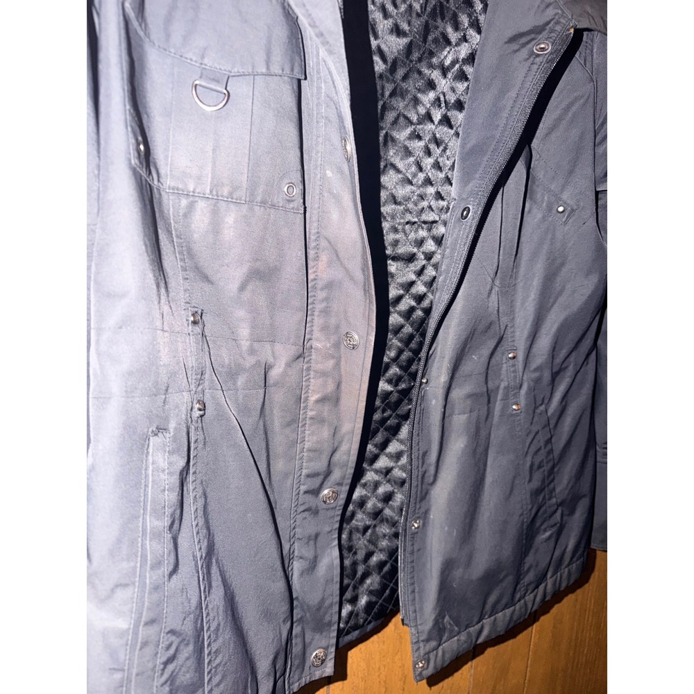 Gallery Petite Black Utility Jacket Quilted Lining Hooded Zip Snap PM - Picture 3 of 4
